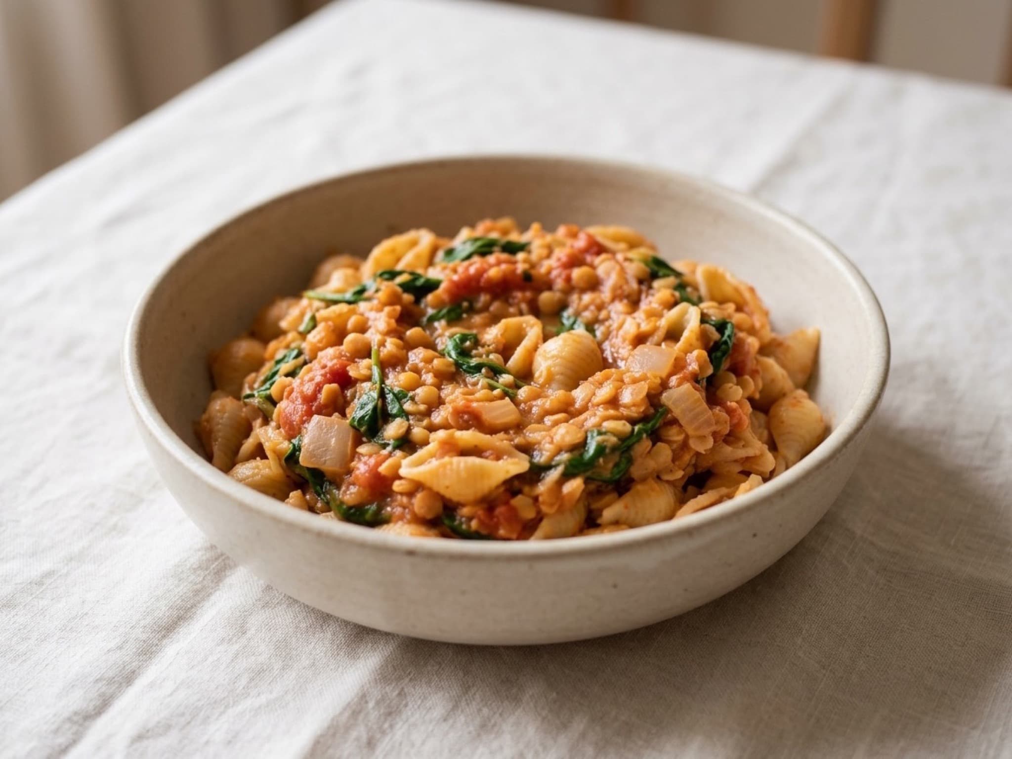 Creamy tomato lentil pasta